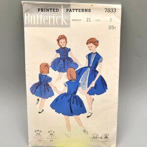 1950s Butterick Dress Turnabout Redingote Back Buttoned #7833 Size 2